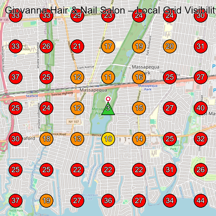 Giovanna Hair & Nail Salon GeoGrid visibility map for Nail Salon in Massapequa